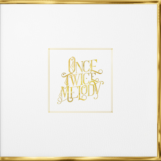 Album cover for Once Twice Melody by Beach House, featuring white dominant palette and typographic composition.