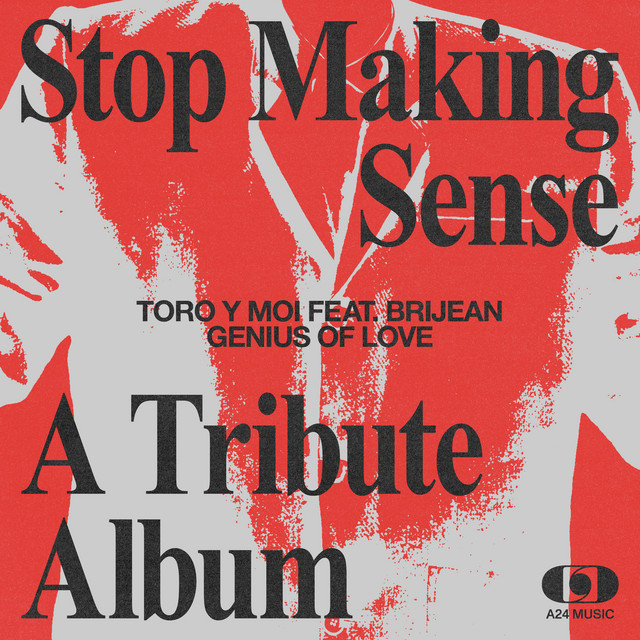 Album cover for Genius of Love by Toro y Moi, Brijean, featuring red dominant palette and typographic composition.