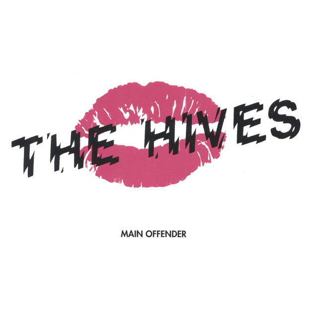 Album cover for Main Offender by The Hives, featuring white dominant palette and typographic composition.