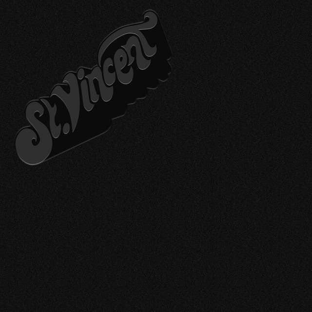Album cover for Piggy by St. Vincent, featuring black dominant palette and typographic composition.
