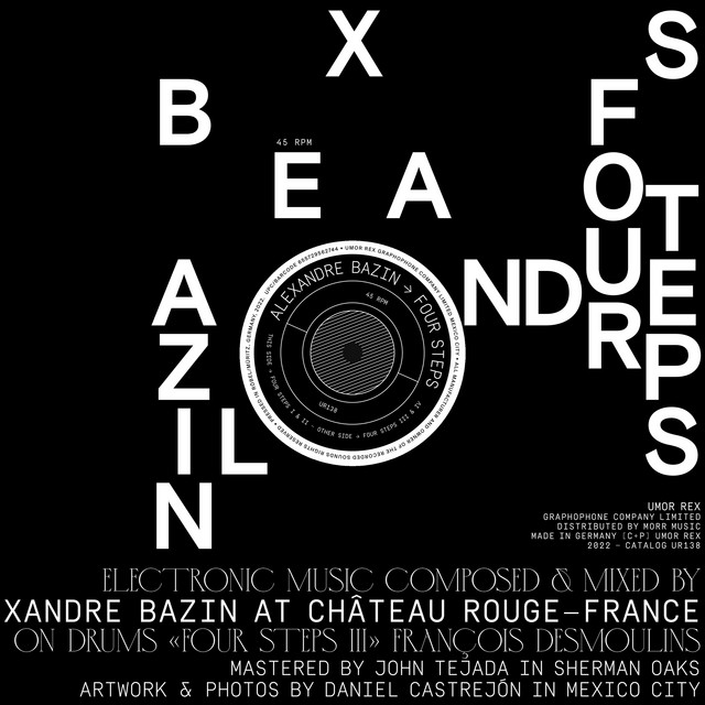 Album cover for Four Steps by Alexandre Bazin, featuring black dominant palette and typographic composition.