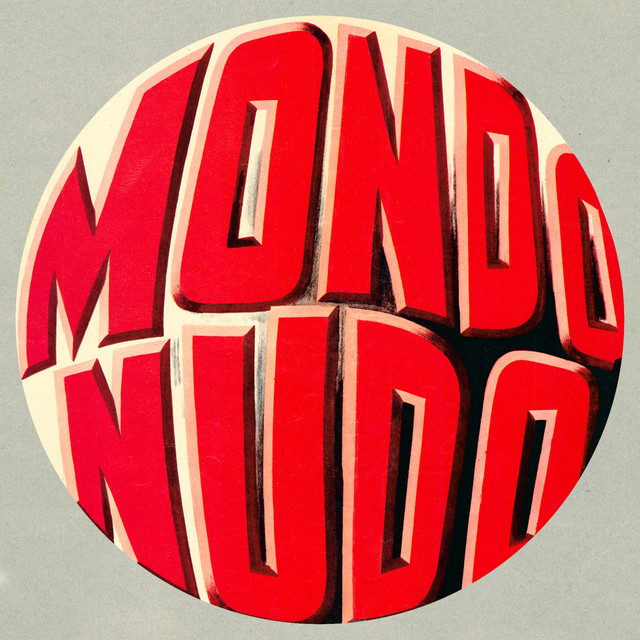 Album cover for MONDO NUDO by Teo Usuelli, featuring red dominant palette and typographic composition.