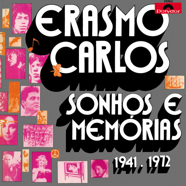 Album cover for Sonhos E Memórias - 1941 / 1972 by Erasmo Carlos, featuring grey dominant palette and typographic composition.