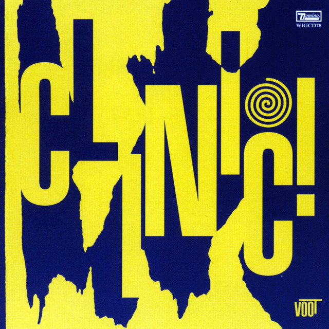 Album cover for Internal Wrangler by Clinic, featuring yellow dominant palette and typographic composition.