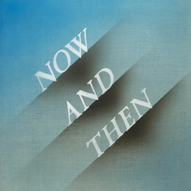 Album cover for Now And Then by The Beatles, featuring blue dominant palette and typographic composition.