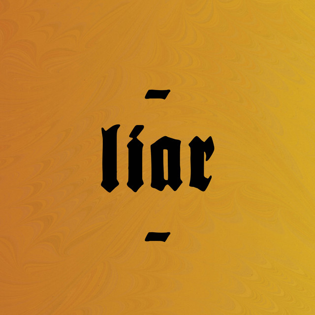 Album cover for Liar by Brutus, featuring orange dominant palette and typographic composition.