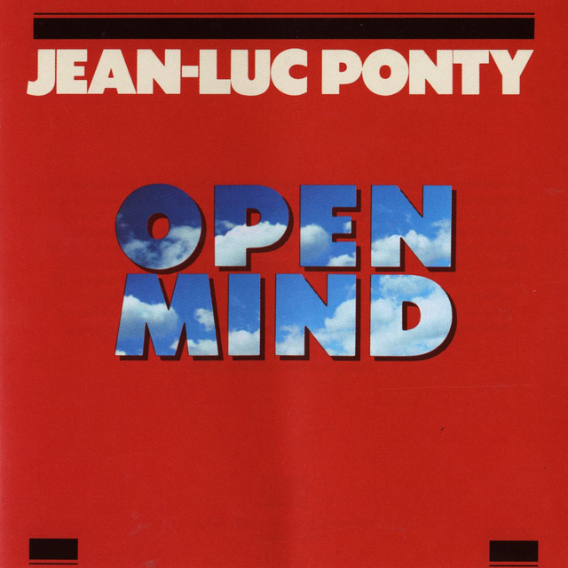 Album cover for Open Mind by Jean-Luc Ponty, featuring red dominant palette and typographic composition.