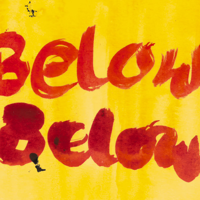 Album cover for Below a Massive Dark Land by Naima Bock, featuring yellow dominant palette and typographic composition.