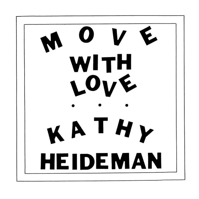 Album cover for Move With Love by Kathy Heideman, featuring white dominant palette and typographic composition.